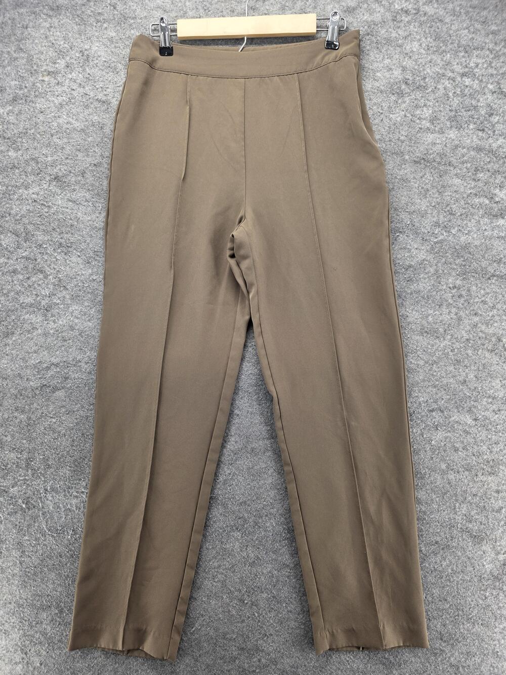 Lulus Pants Womens M Brown Dress Pants Tapered Crepe Stretch Zip 28 In